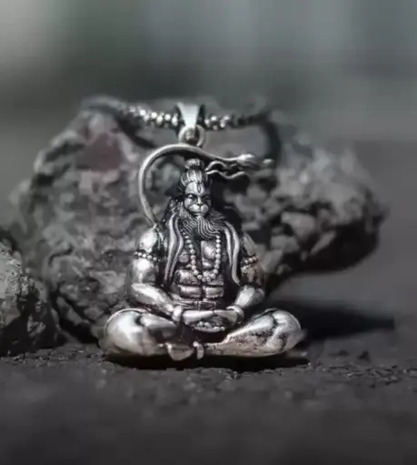 MARUTINANDAN Hanuman meditation Silver Plated Brass Chain Set